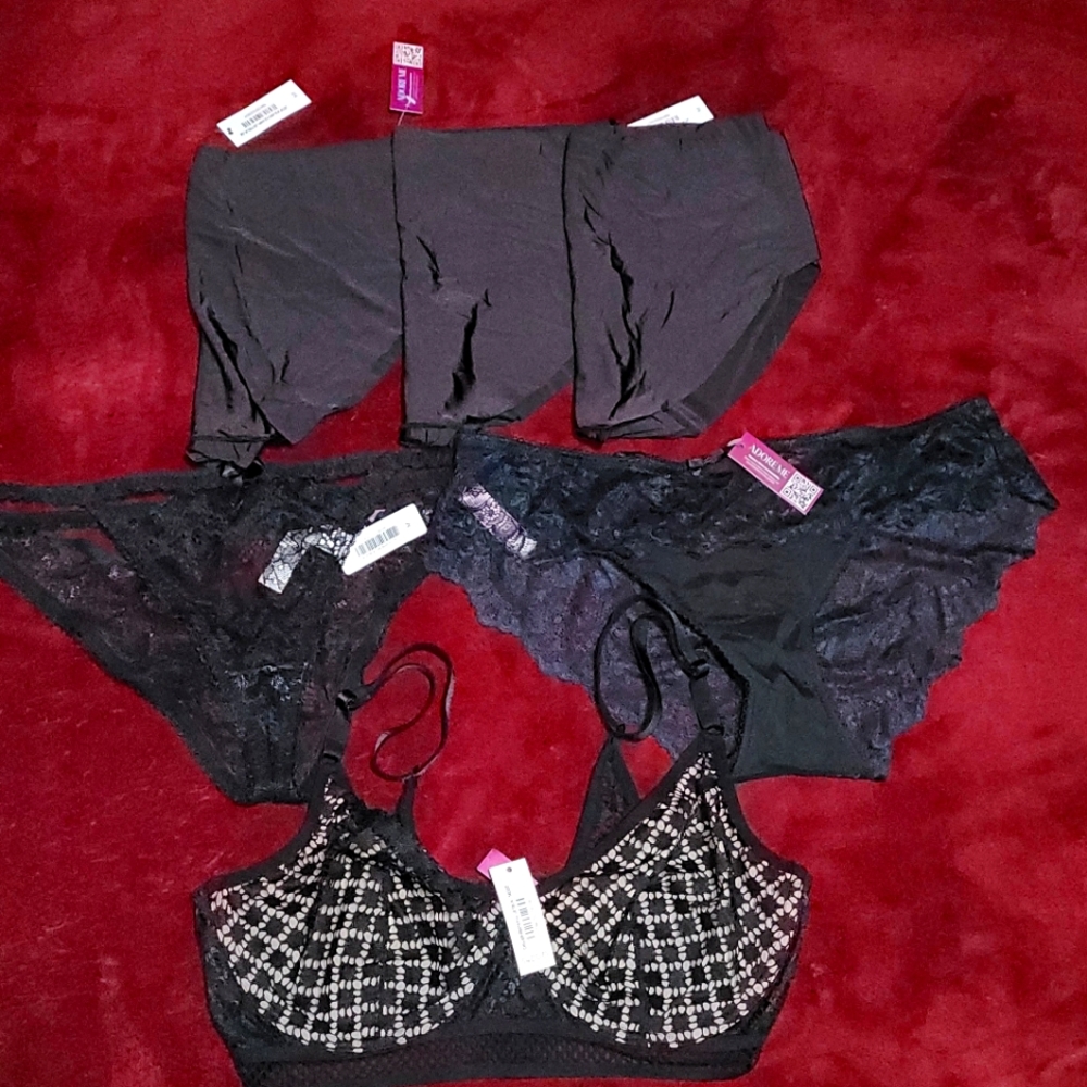 NWT AdoreMe 6-pc Set 34DDD Tatum Bra + 5 Medium Cheekies